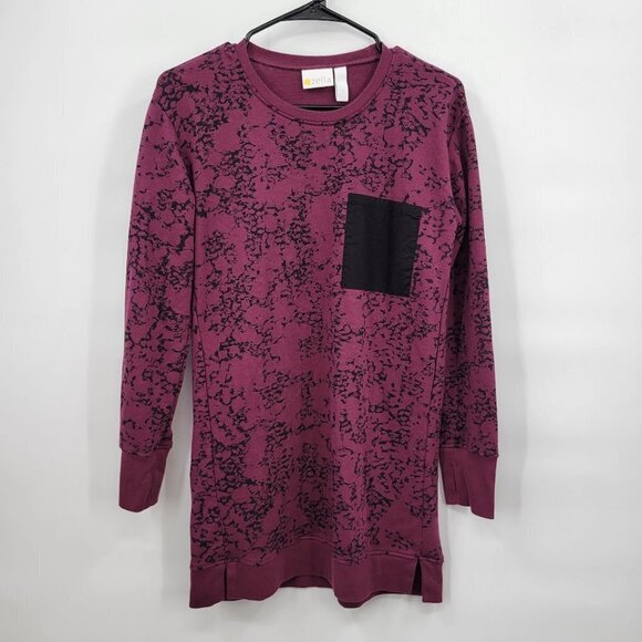 Zella French Terry Pocket Sweater Dress Marbled Print Long Sleeve Tunic XL Girls - Picture 1 of 13